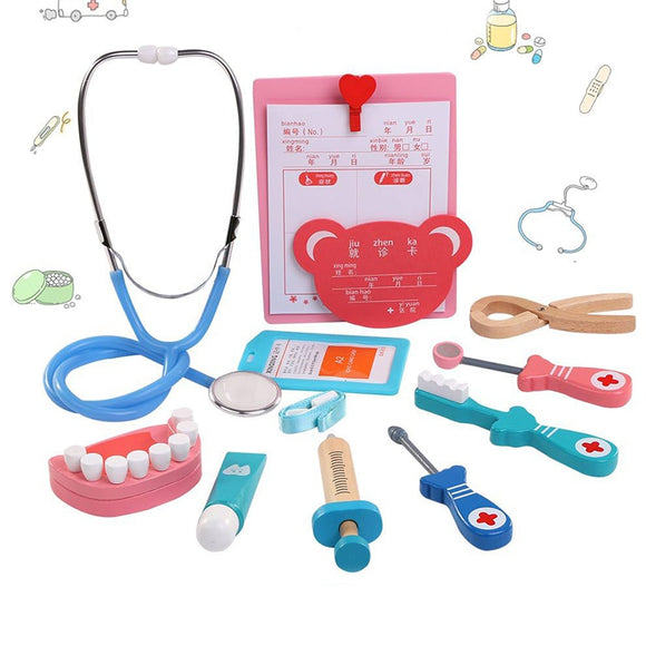 Unisex Toddler Pretend Play Stethoscope Toy Doctor Toys Wood Simulation