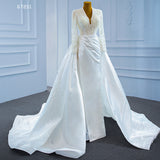 Jancember RSM67251 Beaded Wedding Dressmermaid Detachable Bridal Gown