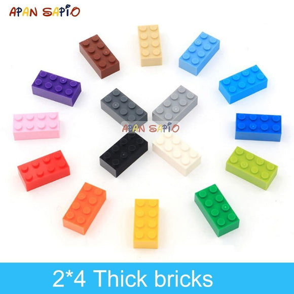 40pcs DIY Building Blocks Thick Figures Bricks 2x4 Dots Educational Creative Size Compatible With lego Plastic Toys for Children - shopwishi 