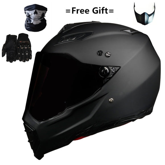Mate black Dual Sport Off Road Motorcycle helmet Dirt Bike ATV D.O.T certified (M, Blue) full face casco for moto sport