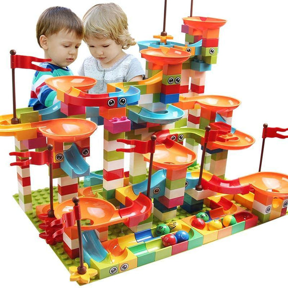 77-308PCS Marble Race Run Big Block Compatible Duploed Building Blocks Funnel Slide Blocks DIY Big Bricks Toys For Children gift - shopwishi 