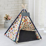 Portable Linen Pet Tent Dog House kitten House Washable Teepee Puppy Cat Indoor Outdoor Kennels Portable Teepee Cave with Mat