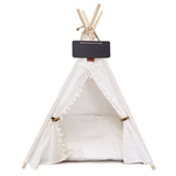 Portable Linen Pet Tent Dog House kitten House Washable Teepee Puppy Cat Indoor Outdoor Kennels Portable Teepee Cave with Mat