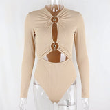 Yimunancy Long Sleeve Cut Out Bodysuit for Women