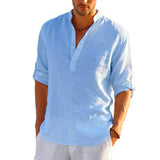 New Men Casual Blouse Cotton Linen Shirt Loose Tops Long Sleeve Tee Shirt Spring Autumn Casual Handsome Men&#39;s Shirts