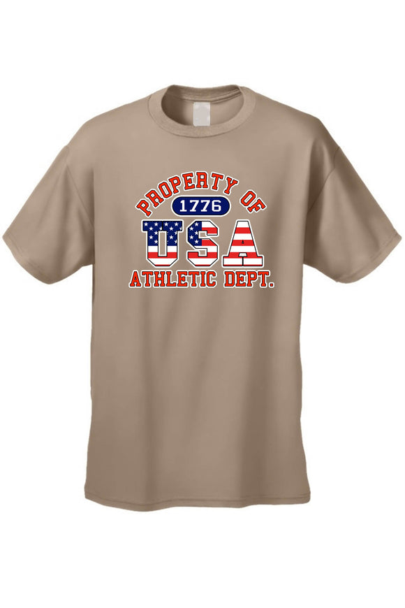 USA Flag T Shirt Men's Property of Athletic Dept.
