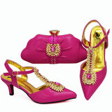 Women Wedding Party Italian Shoes and Bag Set Beautiful Handbag Shoes High Quality Shoes to Matching Bag