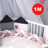 1m/2m/3m Baby Crib Protector Knot Baby Bed Bumper Weaving Plush Infant Crib Cushion for Newborns