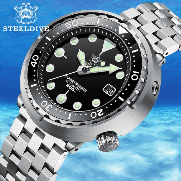 Steeldive SD1975 Candy Color Dial Ceramic Bezel 30ATM 300m Waterproof Stainless Steel NH35 Tuna Mens Dive Watch Automatic