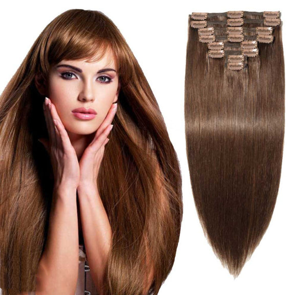 Hair Clip Ins Human Hair Extensions Natural Raw Virgin Clip-In Hair Extensions