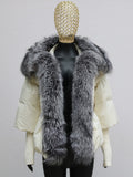 New Fashion Natural Real Fox Fur Collar White Duck Down Jacket Winter Women