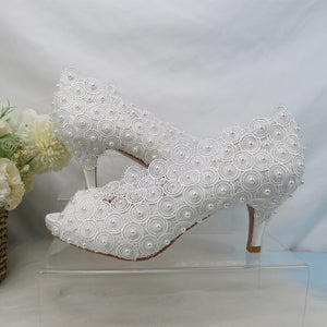 Lace-Up Bride Wedding Shoes Fashion Shoes for Woman Ankle Strap Party Dress Shoes Open Toe High Heels Pumps Female