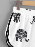 Elephant Print Ringer Shorts