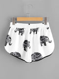 Elephant Print Ringer Shorts