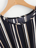 Barcode Stripe Elastic Waist Dress