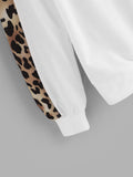 Contrast Leopard Print Sleeve Sweatshirt