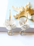 Floral & Rhinestone Hoop Earrings