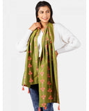 Women's Tiny Floral Bunch Olive Green Embroidered Stole
