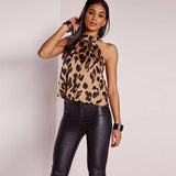 Women Blouses Sexy Leopard Print Ladies Shirts and Tops Halter Blouse Sexy Sleeveless Tops Womens Clothing Summer Female Blouses