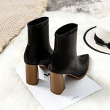 Thick-Heeled Short Boots Women's Single Boots 2021 New Autumn and Winter Pointed High-Heeled  Boots Mid-Tube Stretch Thin Boots