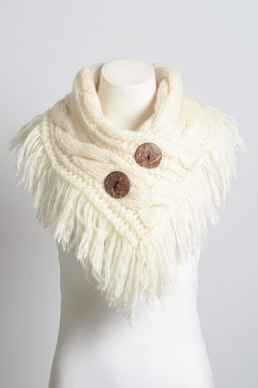 Beautiful Ivory Infinity Scarf w/ Buttons