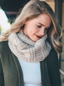 Ivory Ribbed Knit Infinity Scarf