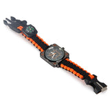 Multifuctional Survival Paracord Bracelet Watch with Compass Flint Fire Starter Scraper Whistle Gear