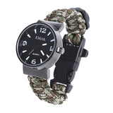 EMAK Multifunctional Survival Paracord Bracelet Watch with Compass Flint Fire Starter Scraper Whistle Gear