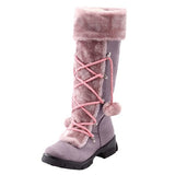 Vintage Leather Snow Boots For Women Lace-up