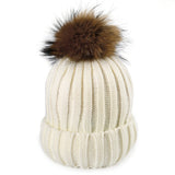 Raccoon fur real fur ball thick warm knit cap