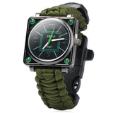 Multifuctional Survival Paracord Bracelet Watch with Compass Flint Fire Starter Scraper Whistle Gear