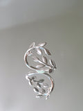 Thin Adjustable Sterling Silver Leaves Vines Ring
