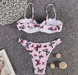 HOT Summer Women's Bikini Sets Swimsuit 2pcs Fashion Sexy  Print Bathing Suit With Chest Pad and Steel Support