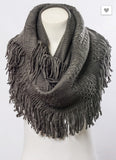 Beautiful Pointelle Fringe Infinity Scarf - Comes