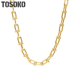 TOSOKO Stainless Steel Jewelry Horseshoe U-Shaped Necklace Women's Exaggerated Necklace BSP674