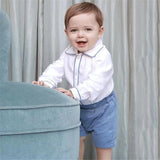 HOT Boys Gentleman Suit with Long Sleeve Shirt+Short Pants for Children