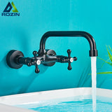 Rozi Wall-Mounted Dual Handle Black Basin for Bathrooms