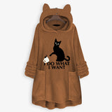 Womail Hoodie Sweatshirt Womens winter Fleece Cat Ear Long Pocket loose Casual Hooded Feminine Oversize Sweatshirt Plus Size
