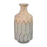 6.69" X 6.69" X 14" Pink Grey Gold Metal Table Vase