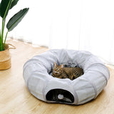 Gray Cat Toy Foldable Crossing Tunnel Long Nest Cat Bed Environmentally Educational Pet Toy Round Suede Breathable Cat Bed