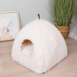 Long Plush Pet Cat Bed With Zipper Removable Cat Litter Sleeping House Winter Warm Small Dog Kennel