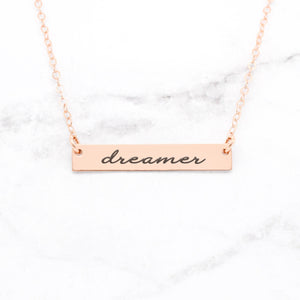 Dreamer Necklace - Rose Gold Bar Necklace