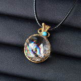 Natural Clear Quartz Aura Ball Shape Quartz Mineral Jewelry Healing Stone for Men Women Jewelry Gift