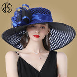 FS Ladies Large Wide Brim Flower Fascinator Hat
