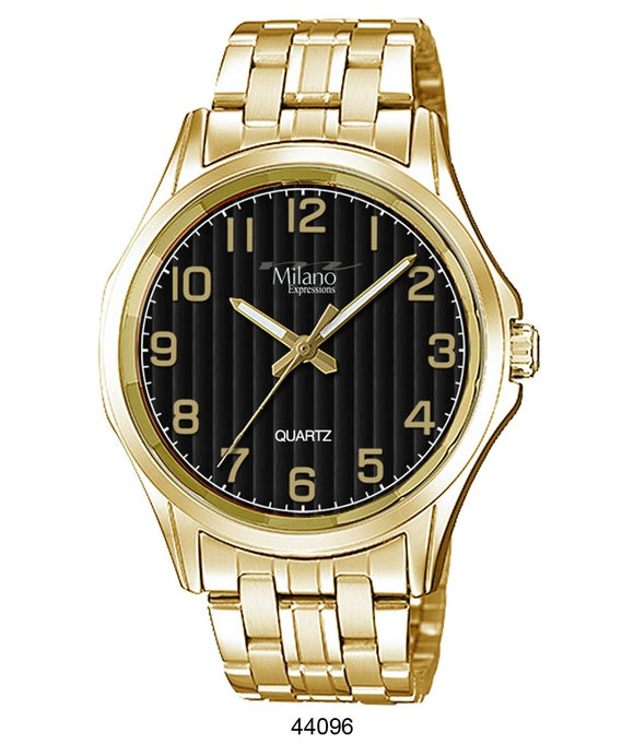 M Milano Expressions Gold Metal Band Watch with Black Dial