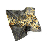 Gold Roses Silk Scarf Necktie Hair Wrap Scarf
