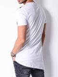 White Zip T-shirt with Black Leather Look Panel 4651