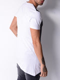 White Zip T-shirt with Black Leather Look Panel 4651