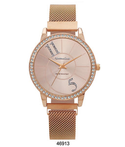 Montres Carlo Rose Gold Stainless Steel Mesh Band Watch with Magnetic Strap