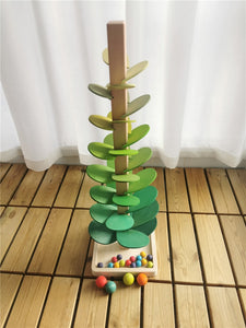 High Quality Rainbow Music Sounding Trees Wooden Petals Assembly Marble Run BallsTracking Kids Educational Toys